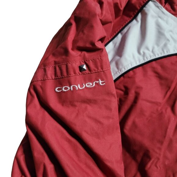 Columbia Covert Jacket Red White Double Zipper Snap Pockets Womens Large No Hood - Picture 11 of 12
